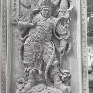 衡阳 芝麻灰花岗岩人物雕刻——多闻天王