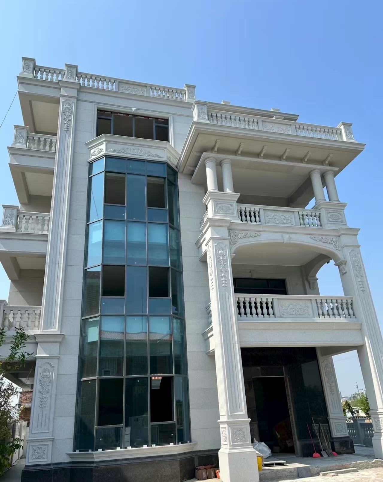 衡阳 芝麻白花岗岩别墅外墙干挂效果展示