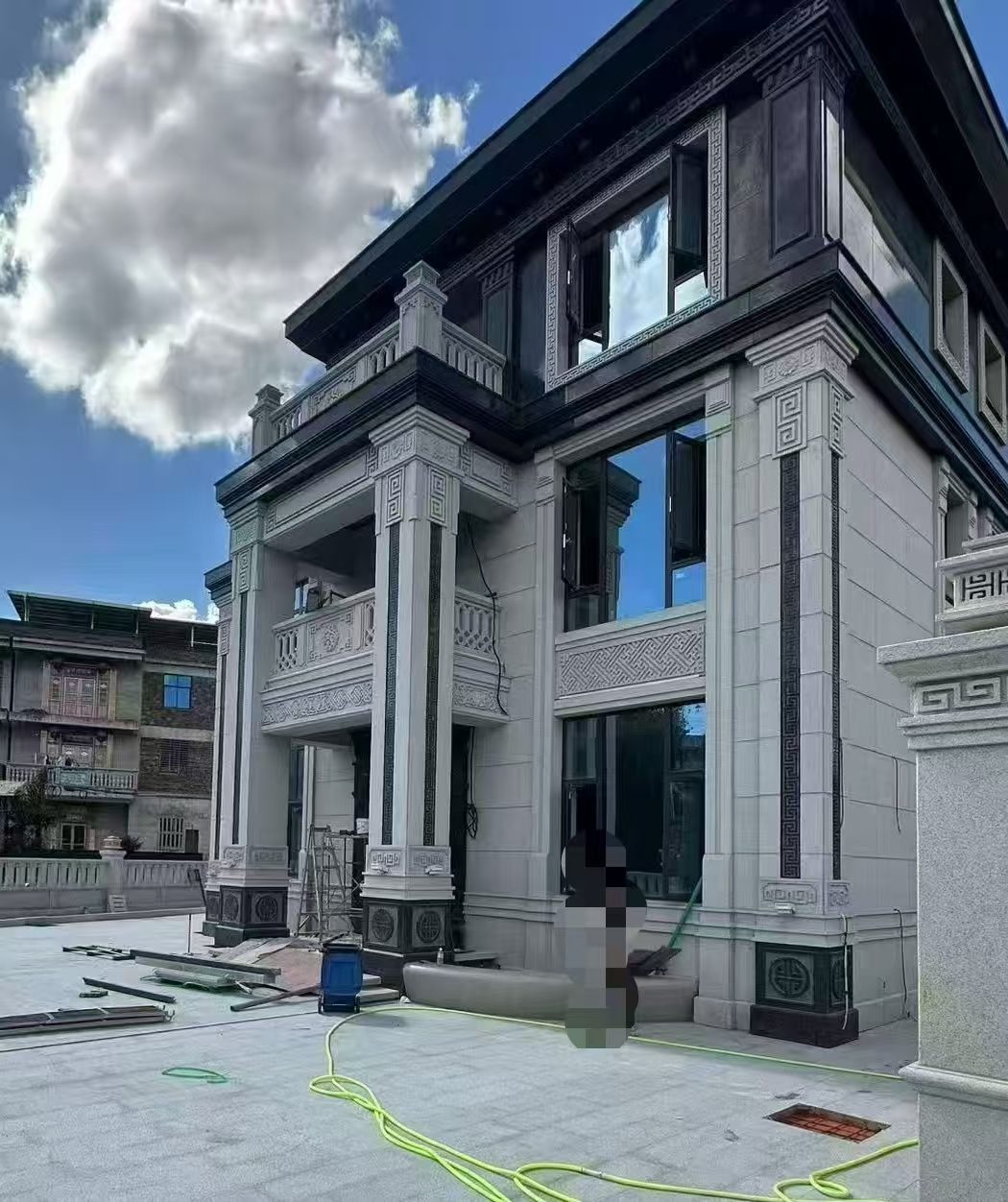 衡阳 别墅干挂，芝麻白与芝麻黑完美配合